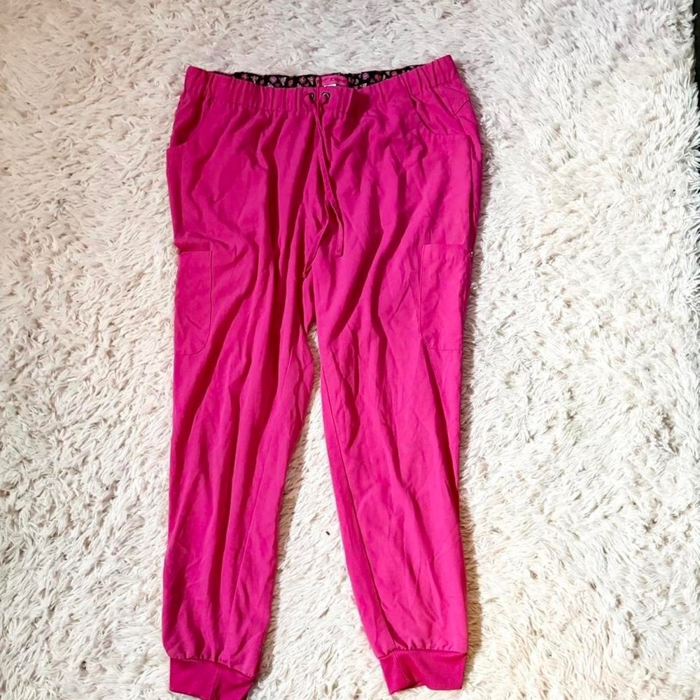 Betsey Johnson Couture Cargo Medical Scrub Joggers Womens XL Colorful Quirky